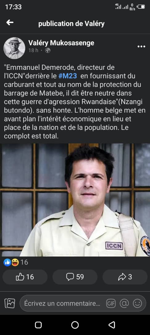 Le ministre #MUHINDO NZANGI accuse le directeur provincial de #l'ICCN Nord-kivu, #Emmanue De Mérode, de financer les rebelles du #M23 en lui donnant de l'espace pour son #QG à #Rutshuru où il réside à l'est de la #RDC.<a href="/IccnRdc/">ICCN</a> ,<a href="/Presidence_RDC/">Présidence RDC 🇨🇩</a> ,<a href="/RoyalBelgianFA/">Royal Belgian FA</a>.