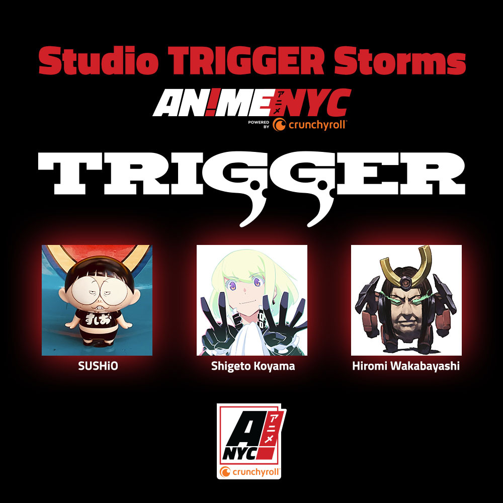 animenyc's tweet photo. Don't miss "Studio #TRIGGER and Evolving Animation: From Promare to Star Wars Visions" today at 2:45 PM in Panel Room 3 (1E16)!

🔥 https://t.co/ettZrnElVo | @trigger_inc @sushio_ @Joey__Jones @waka_geek https://t.co/j2W3qDQZP4