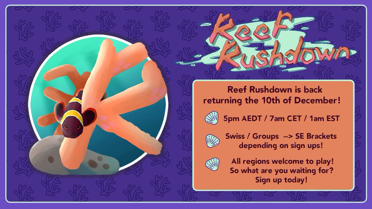 After a 1 year hiatus, Reef Rushdown is BACK!

Introducing... Reef Rushdown 13: Coral Comeback!

Saturday 10th of December 5pm AEDT / 7am CET / 1am EST

🔗 Sign ups open NOW:  play.iplabs.ink/RR