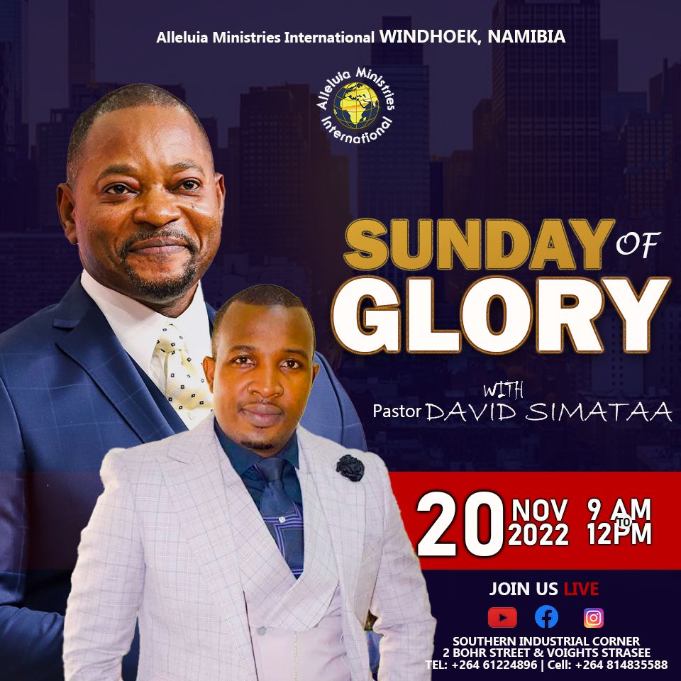 Tomorrow will be a beautiful day, SUNDAY OF GLORY with Pastor DAVID. The Man of God is ready, all you need to do is come expectant for the Lord to touch you. This is a divine appointment by God. 

Be with us in Service from 9am to 12pm.