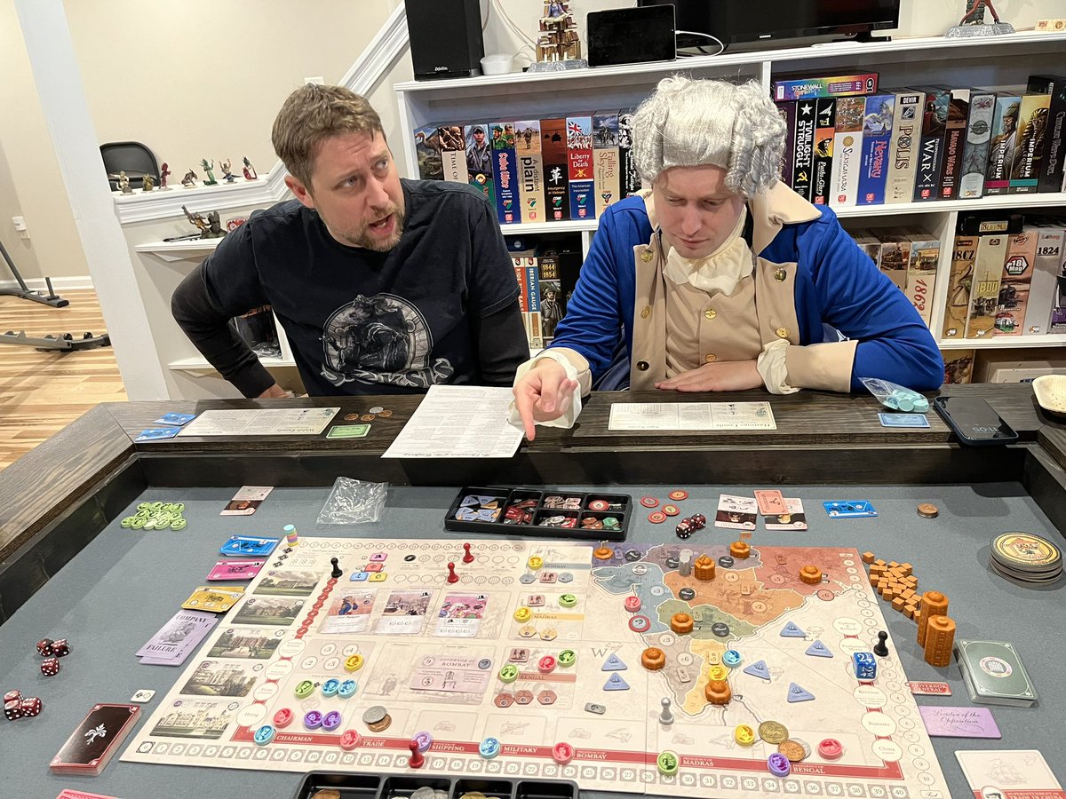 Felt the need to dress for success playing John Company by <a href="/wehrlegig/">Wehrlegig Games</a> <a href="/colewehrle/">Cole Wehrle</a> today for a friend’s birthday