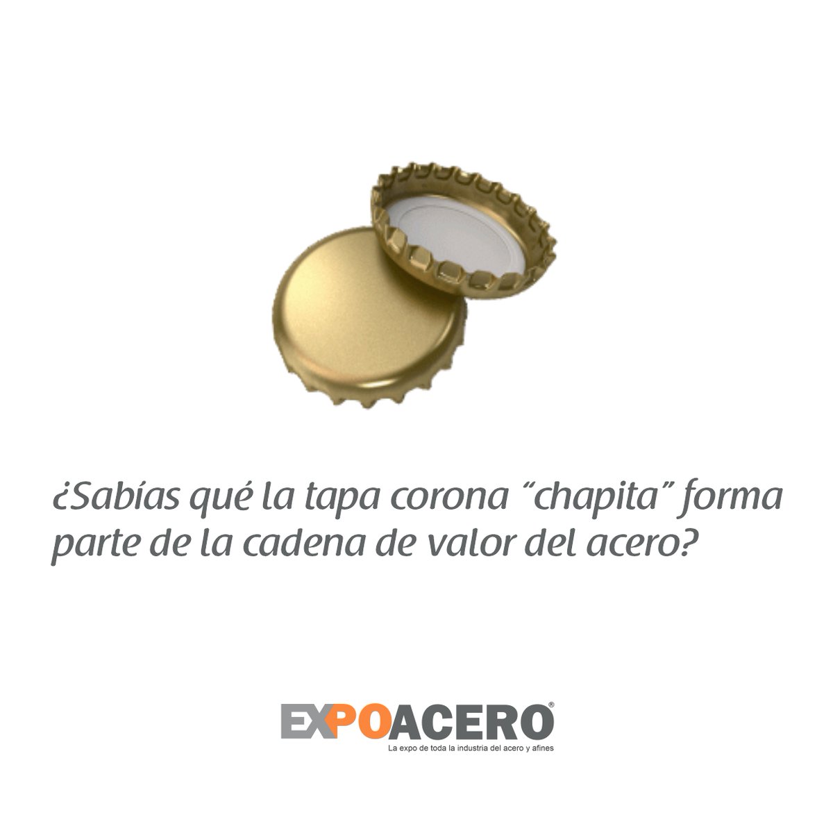 Todas las bebidas que llevan la tapa corona “chapita” forman parte de la cadena de valor del acero.
Recomendamos el video de Luis Dimotta bit.ly/3Ok7U4W