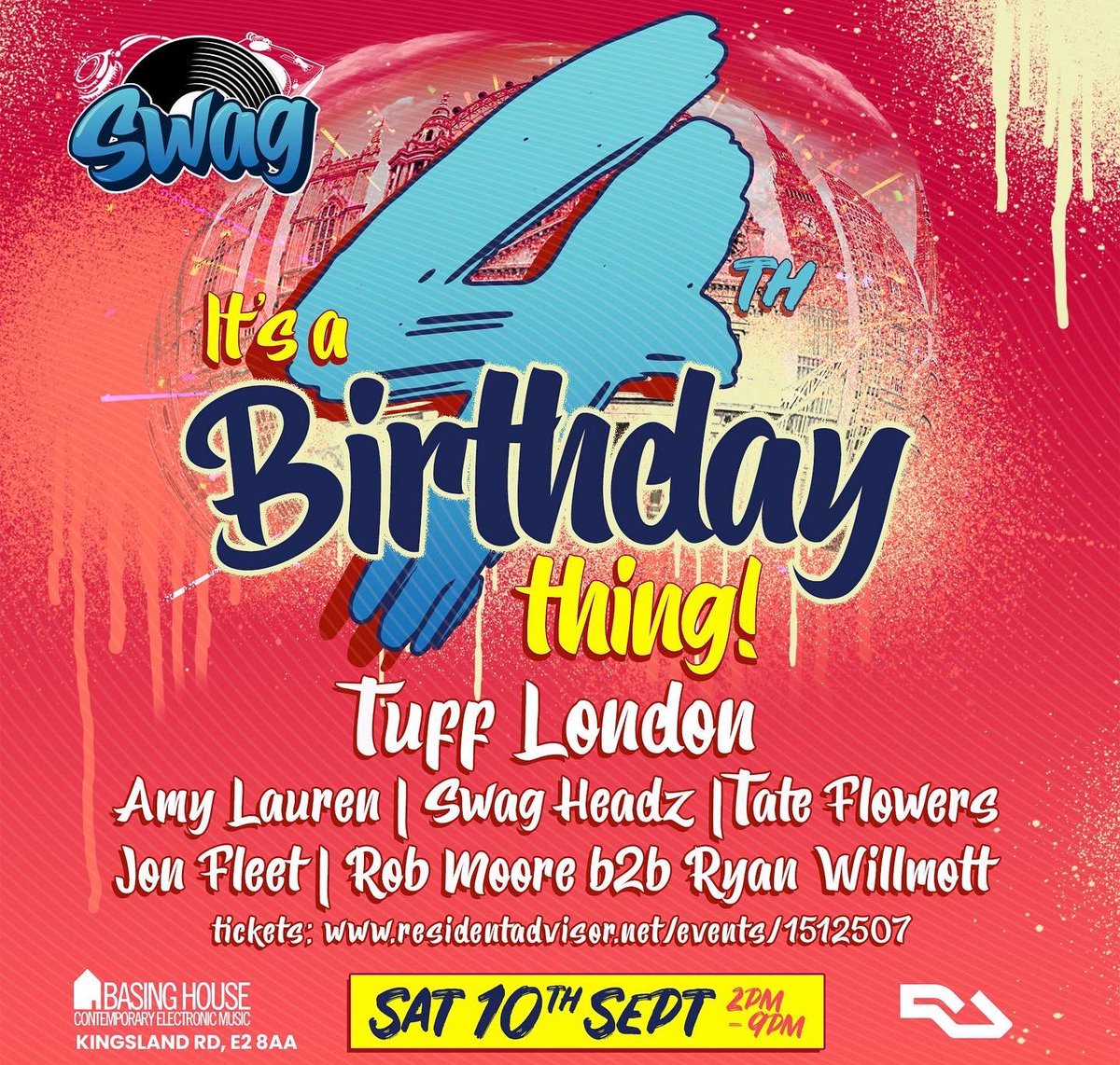 Looking forward to being back on the decks this December @ Swag - A night of Banging House Music, party vibes and big smiles this XMAS!!

Tuff London | Andy Manston | Swag Headz | Tate Flowers | Ryan Willmott

10PM 17.DEC | Basing House |Shoreditch 

fb.me/e/1vlKbjC6g