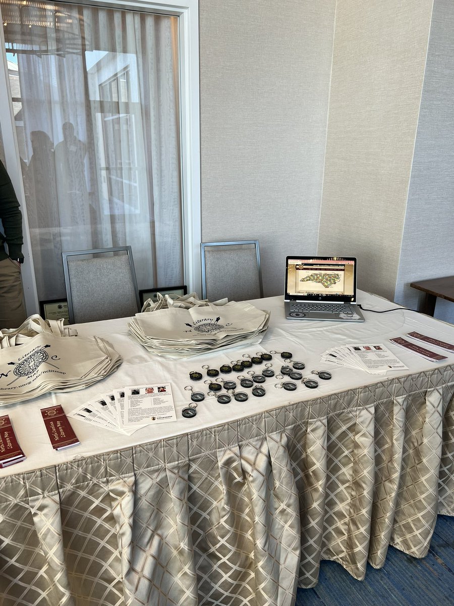 NCLiteraryMap's tweet image. We’re here at the @writingeststate Fall Conference! Come use the map and get some free stuff!