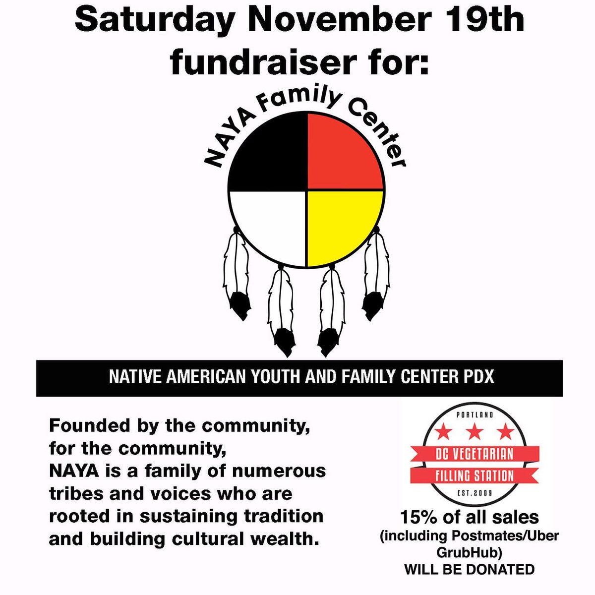 This is happening today! Help us raise money for the NAYA Center by ordering from DC Veg.