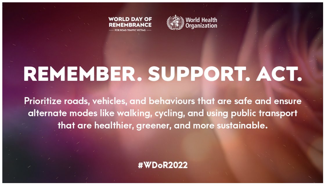 UNRSC's tweet photo. On World Day of Remembrance for Road Traffic Victims, we call on governments to prioritize safety so that we can shift towards walking, cycling &amp; using public transport, modes that are healthier, greener &amp; more sustainable. https://t.co/DgRo3d7Ai2 
#StreetsforLife #WDoR2022 https://t.co/oWM3EPMFnT