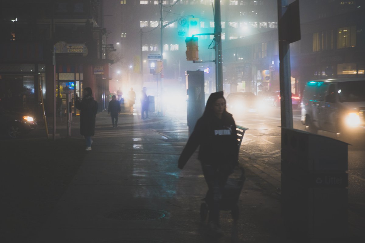 They came from the light down the street. They are people just like you and me. #Fog #Mist #Misty #autumn #fall #Toronto #Midtown #Yonge #Yongestreet #streetphotography #photography