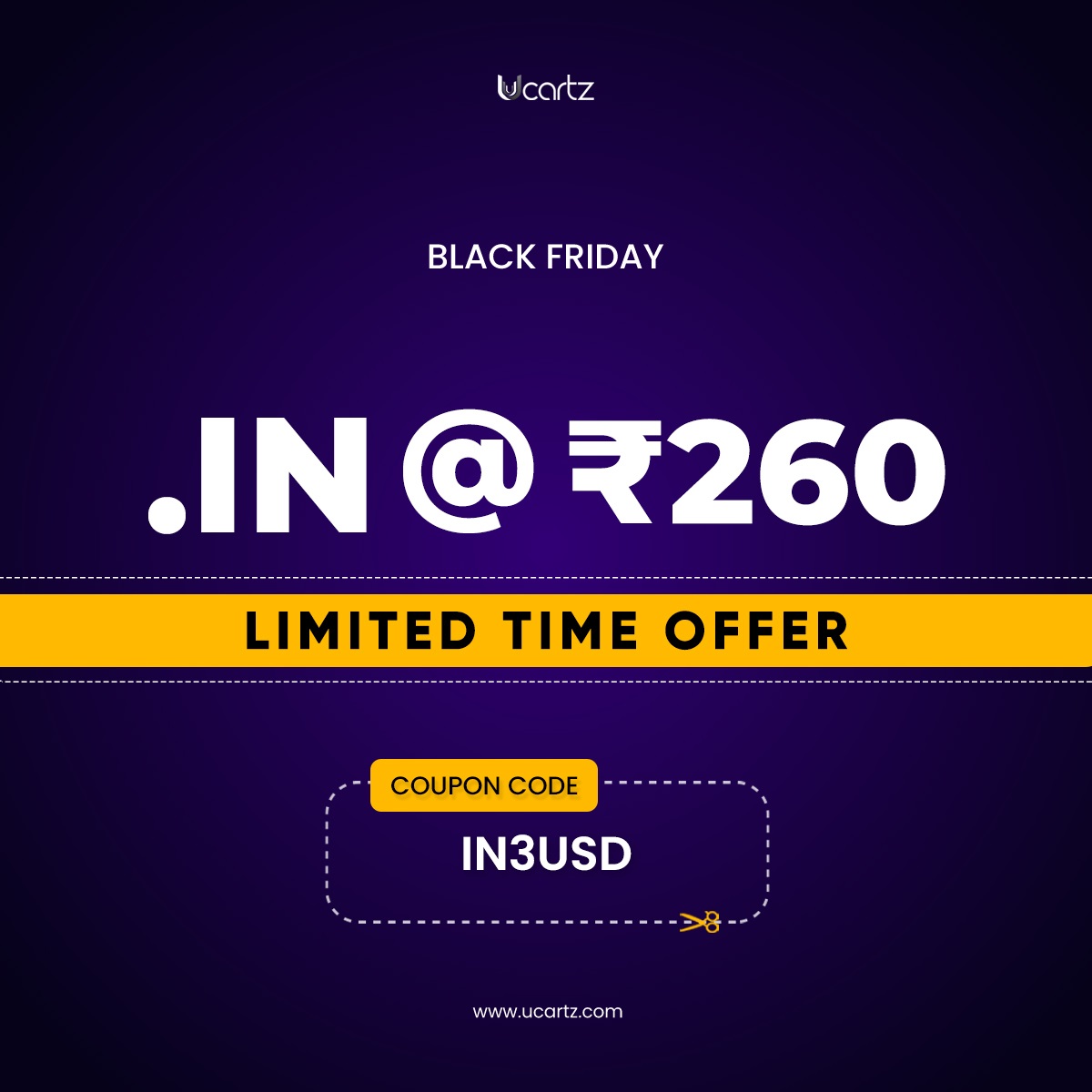 ucartz's tweet image. Hey, it's #blackfriday! Check out our Domain Name Discounts! Get .IN domains for just 260INR.

Order now:  

And don't forget to use the coupon code "IN3USD" during checkout!

#comdomain #com #domain #sale #blackfridaysale  #blackfrid ucartz.com/ucartz-domain-…