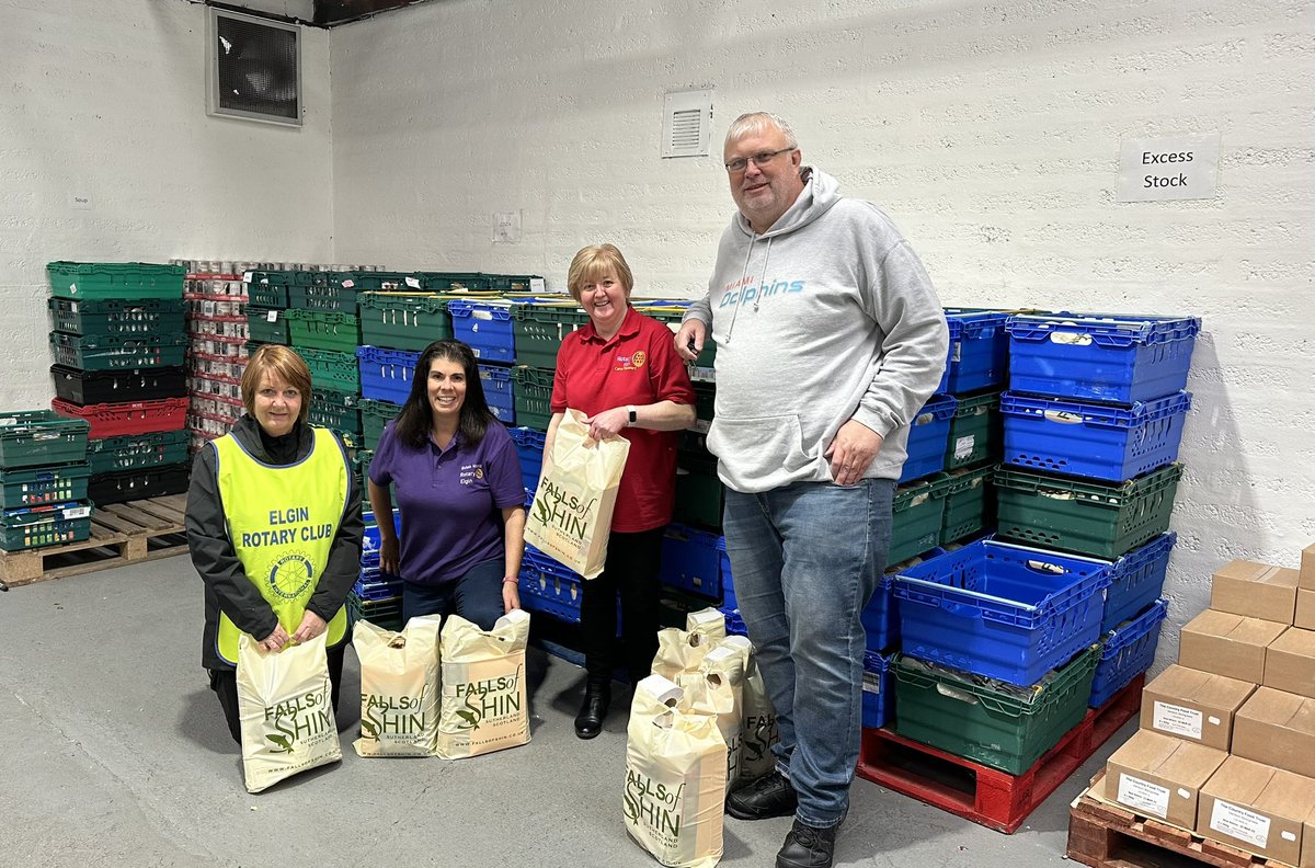 Last week Rotarians worked with <a href="/MorayFoodPlus/">Moray Food Plus</a> in packaging up Supplementary Food Parcels.

A total of 150 food parcels were all bagged up, ready for distributing to those in need in our communities.

Donations can be made to Moray Food Plus on Elgin High Street