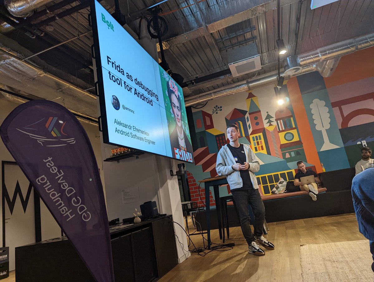 DevFestHH's tweet image. ... and our last talk this year: @iamironz talking security & debugging of Android apps with Frida ... thx a lot for joining us Aleks 🙂 #devfestHH #DevFest2022
