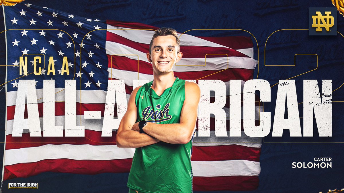 NDXCTF's tweet photo. The first NCAA race of his career.
 
First 🏅All-America🏅 honor for Carter Solomon!

The sophomore takes 18th place at the championship meet, helping the Irish finish 15th overall. https://t.co/InhfT0OxF7