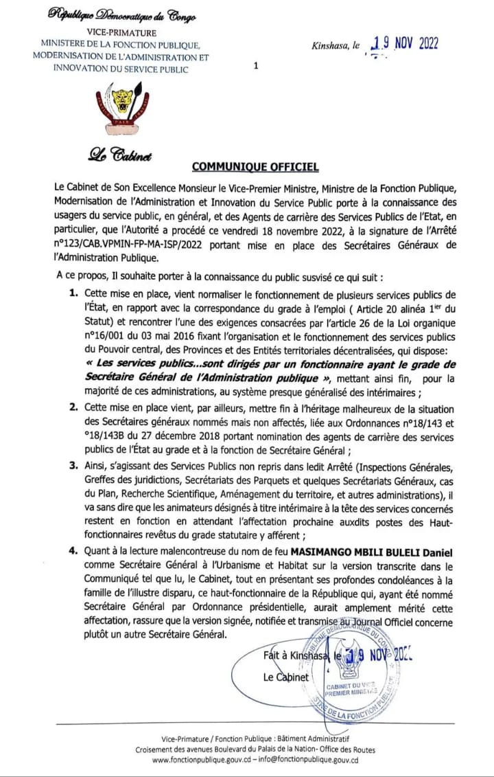 CProfessionnels's tweet photo. L'opportunité est ici saisie par le CNA-JPO pour appeler aux Agents publics de l'État et aux usagers de l'AP que les rumeurs qui courent le pays, et circulant dans les réseaux sociaux au sujet d'un mort qui serait mis en place par l'arrêté 123 sont fausses @FP_RDC @LihauEbua https://t.co/7uD5rmEfXh