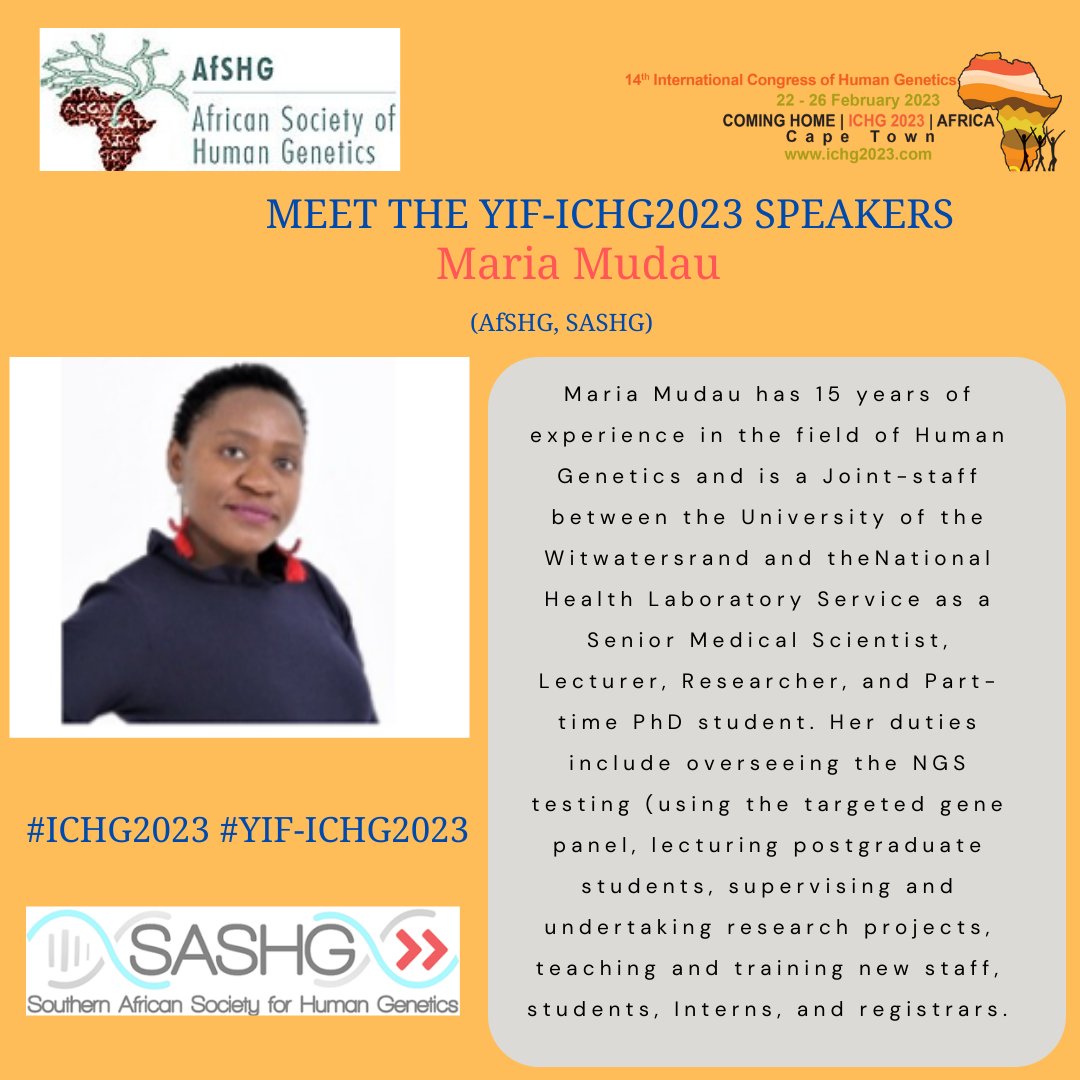 ICHG2023's tweet photo. The call for Abstract and Travel fellowship for the young investigator forum of the #ICHG2023 is closinclosingg on the 20th of November 2022. We have invited experienced and diverse speakers to this Forum. Submit your abstract now!!!! You don't wanna  miss Mrs Maria Mudau's talk https://t.co/pNBWdKpp9k