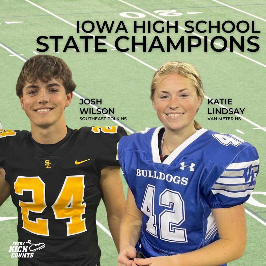 WINNING on and off the field. Congrats to #EveryKickCounts Athletes <a href="/Josh_Wil24/">Josh Wilson</a> and <a href="/katielindsayyyy/">Katie Lindsay</a> on their <a href="/IHSAA/">IHSAA</a> State Championships. Together, they have also raised nearly 1K to save lives with <a href="/CounttheKicksUS/">Count the Kicks</a>