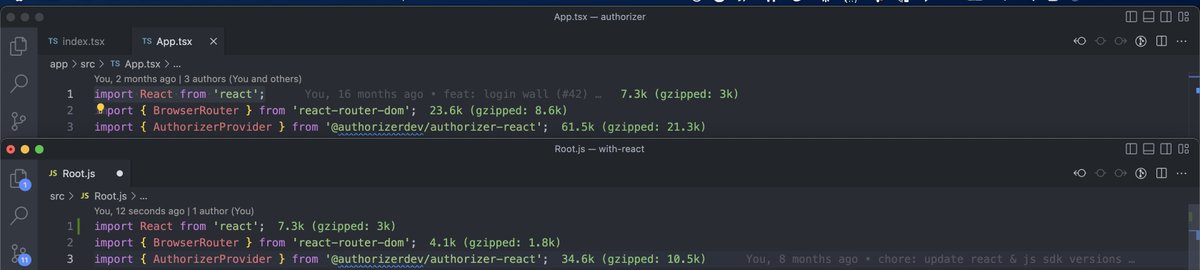 lakhansamani's tweet image. The new version of authorizer-react is going to be 50% less in size 🚀 😍 thanks to @AnikGho41829266 for the fantastic contribution

#authorizer #opensource #react #oauth2 #buildinpublic