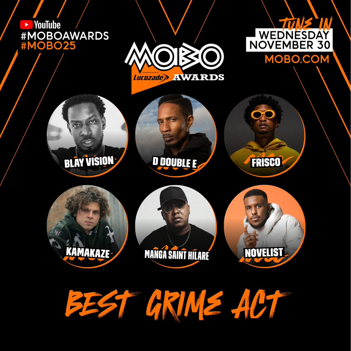 MOBOAwards's tweet photo. YOU have the power to decide to who takes home the MOBO trophy for Best Grime Act #MOBOAwards #MOBO25 🏆 

Vote now at https://t.co/8CntbE0zqt 🎶 Tune in to find out who wins on Nov 30th https://t.co/zESXyH3qUI