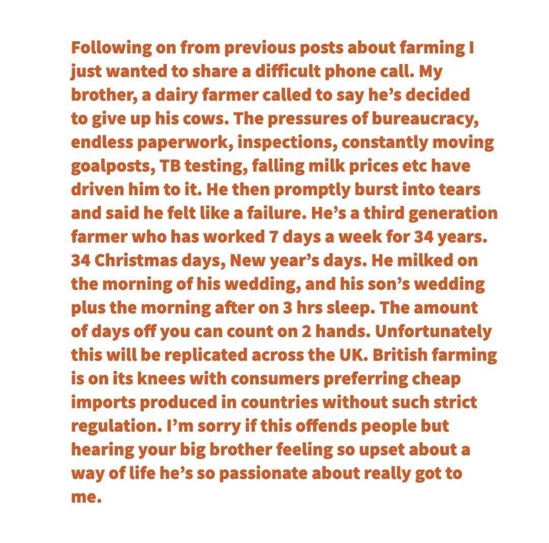 NewMacsFarm's tweet photo. Isn't this terrible? This is the only life this man has ever known. He worked his whole life to produce food and this is what he is left with. A breakdown! And he isn't the only one. Hundreds of farms are facing these same struggles right now. Supermarkets SHAME ON YOU! #PayFair https://t.co/SbeOQKs3u5