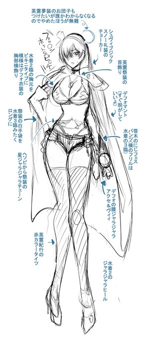 デフォ衣装&水着衣装&アナスタシアが描かれてる各種礼装の衣装を組み合わせたらギャルスタシアが作れそうな気がしたので設計図描いたらできた。明日の俺、あとは任せたぞ 