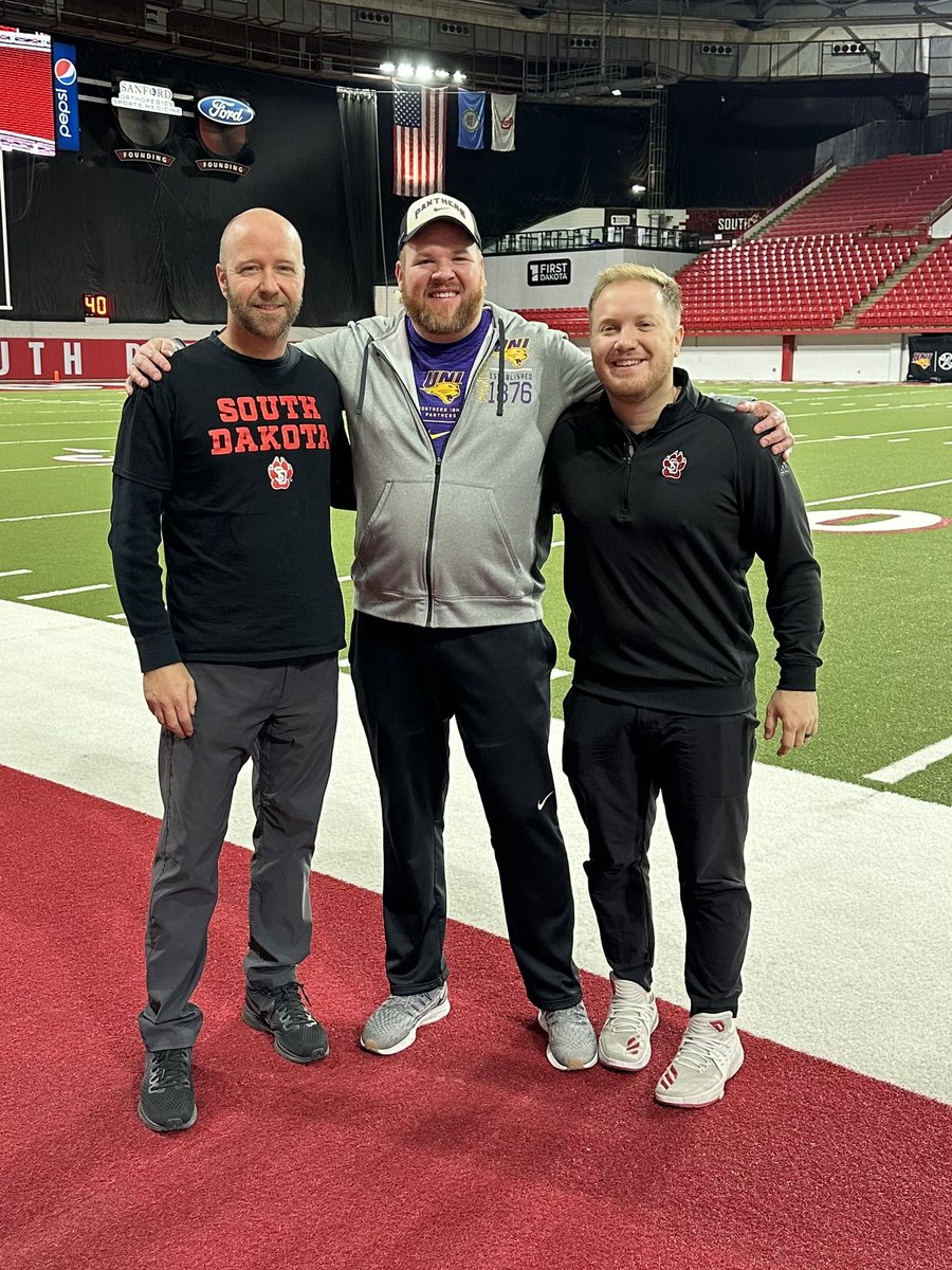3 former @CycloneFB equipment managers working the @usd @SDCoyotesEquip Vs @northerniowa football game today. #dreamteam