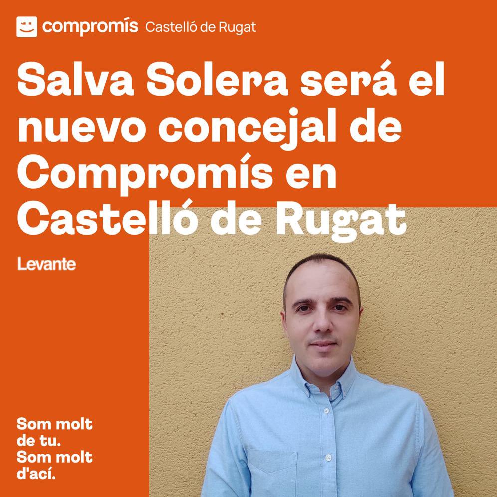 CompromisKST's tweet image. 👏 Salva Solera serà el nou regidor de Compromís Castelló de Rugat!

🗣️ “És un orgull poder assumir el càrrec de regidor durant aquesta última etapa i poder culminar tot el treball que hem realitzat des de Compromís en aquesta legislatura.”.

+INFO 🗞️➡️ levante-emv.com/costera/2022/1…