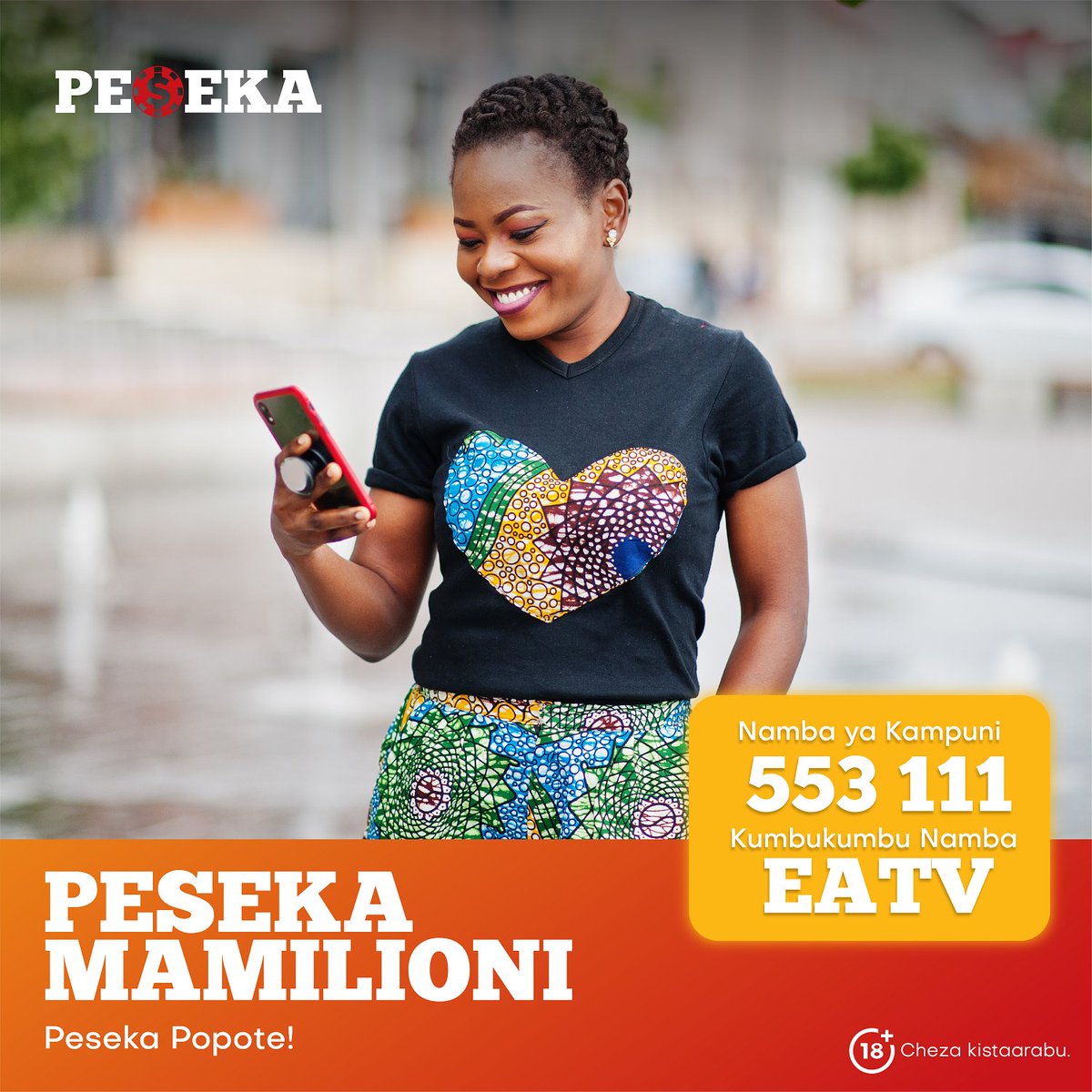 eastafricatv's tweet photo. Haijalishi upo wapi, Kama unatumia kati ya Vodacom, Tigo au Airtel basi #Peseka tumekufika pia.
Kuanzia Tshs. 1,000 tu utaweza kujishindia Mamilioni kila siku kuanzia saa 10 jioni washindi mbalimbali watakua wanatoka!
#Peseka #PesekaTanzania #BukuTu #EastAfricaTV https://t.co/JCUih6lkR7