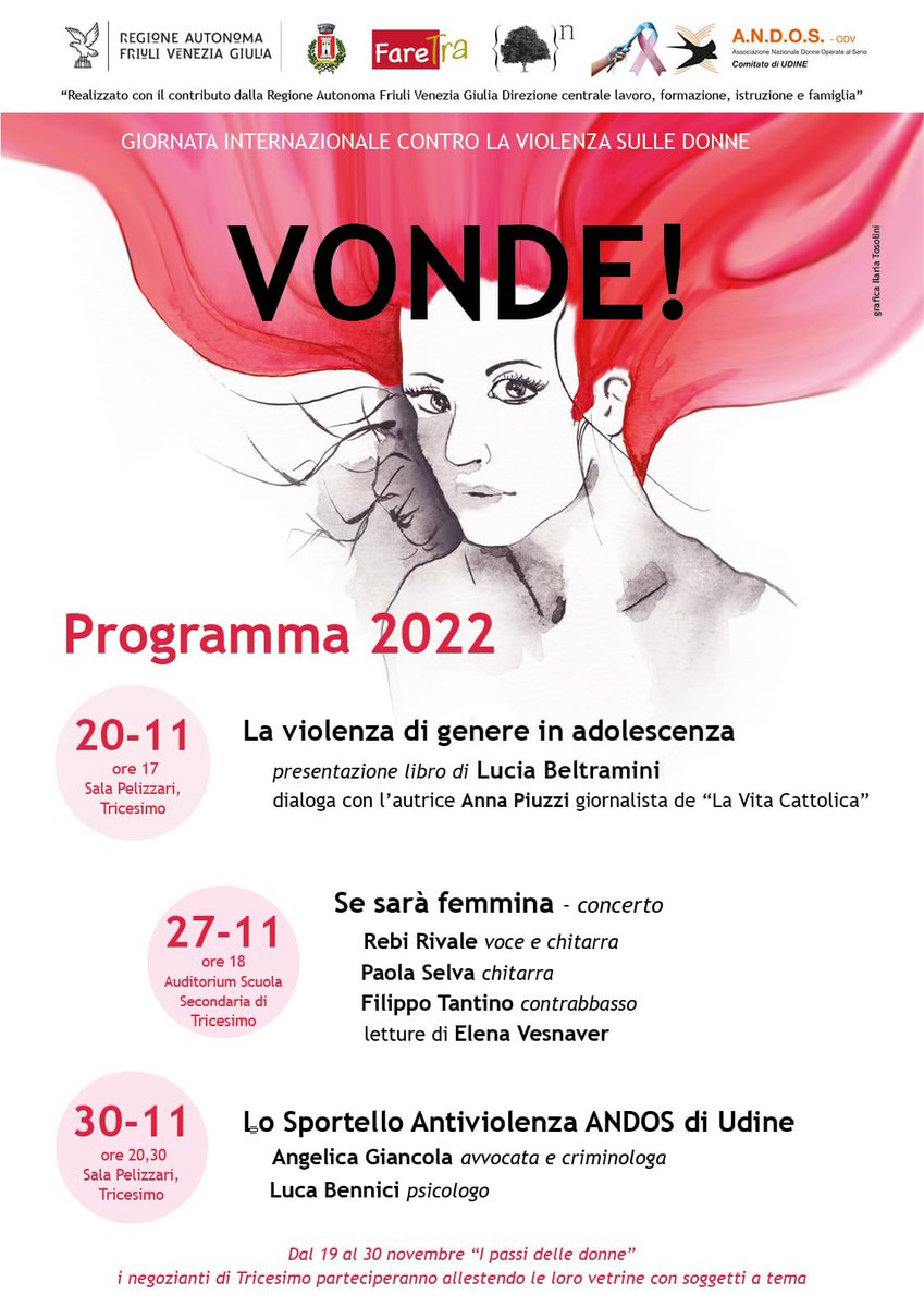 Domani a #Tricesimo parliamo di violenza di genere in adolescenza con Lucia Beltramini. #25novembre #violenzasulledonne #violenzadigenere