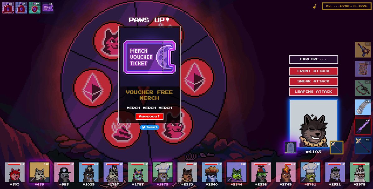 GM;GN NFTwitter, 

got a Merch Voucher Ticket 🎟 after a tough fight against the bone dragon 🐉 

Cave 2.0 is a real web3 gaming on-chain experience you shouldn’t miss 

#Moonrunners #NFTs #cave2 #pixelart #pixelgame