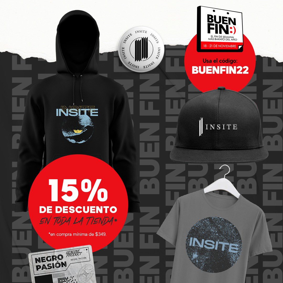 Les queremos recordar que toda nuestra tienda tiene descuentos por el #buenfin usen el código BUENFIN22 para aplicar el descuento..Y nos vemos en los shows!
negropasion.com/collections/in…

 #insite #insitemusic #buenfin2022 #negropasion