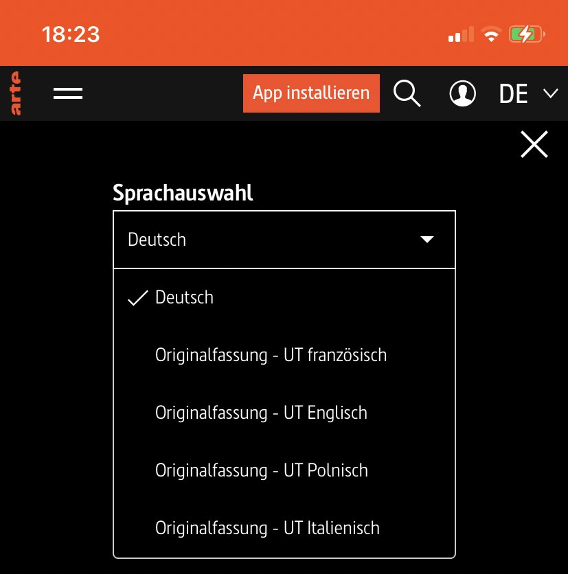 Warum <a href="/ARTEde/">ARTE</a> gibt es eigentlich so selten die Originalfassung auch für den deutschsprachigen Raum? Fehlen die Rechte oder fehlt das Publikum?