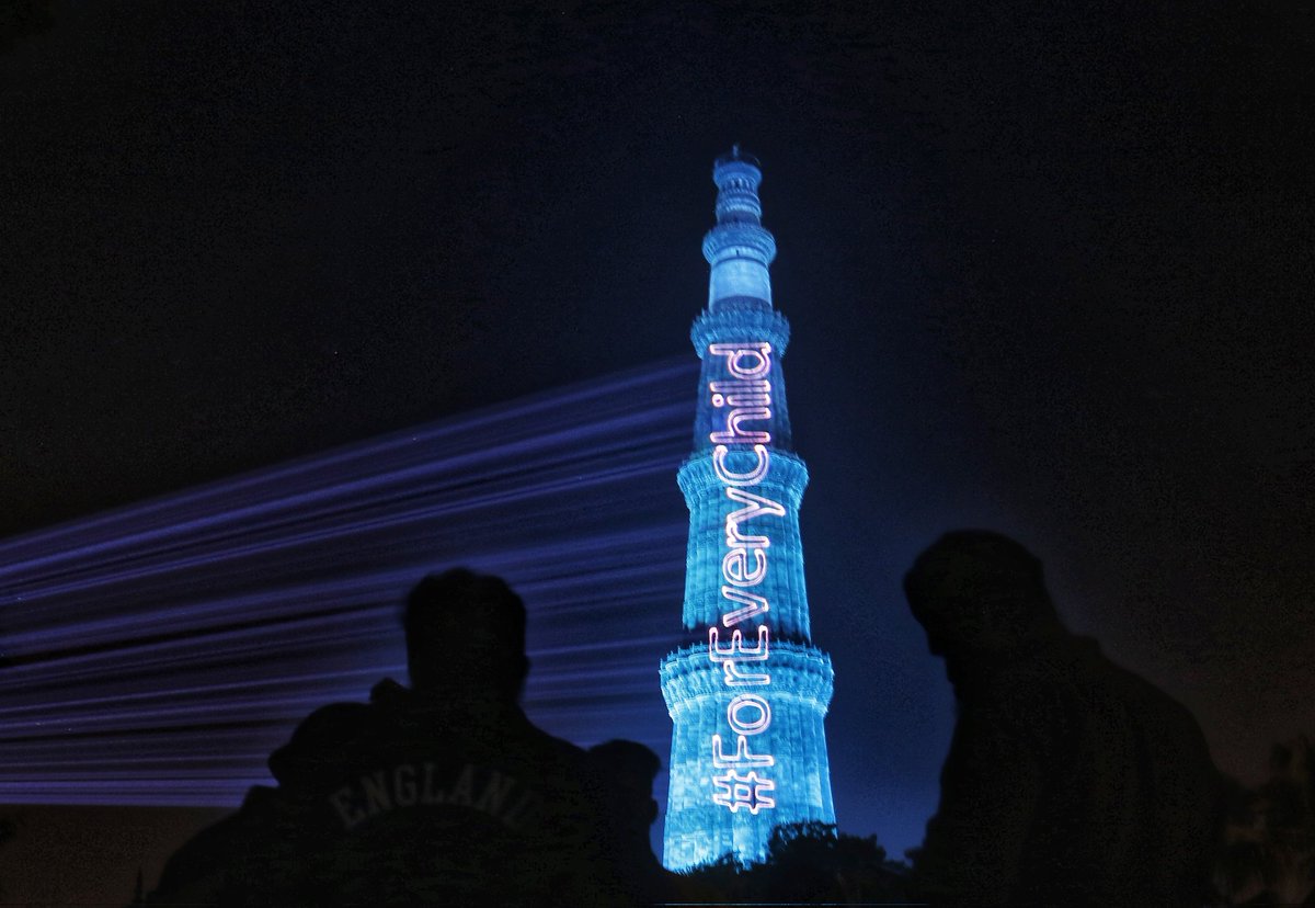 WasimSarvar's tweet photo. Iconic and Heritage landmarks illuminated Blue on World Children’s Day organised by UNICEF’s India in new Delhi on Saturday November 19, 2022. @UNICEFIndia @UNICEF #GoBlue #EveryChild #ForEveryChild #WorldChildrensDay #GoBlueInnovate https://t.co/Nx7duKPGZ3