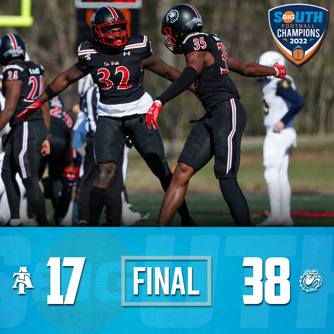 Gardner-Webb, you are 𝐂𝐇𝐀𝐌𝐏𝐈𝐎𝐍𝐒 🐶🏆

For the first time since 2003, <a href="/GWUFootball/">Gardner-Webb Football</a> claims the Big South Championship‼️

#BigSouthFB🏈 x #BornToRun