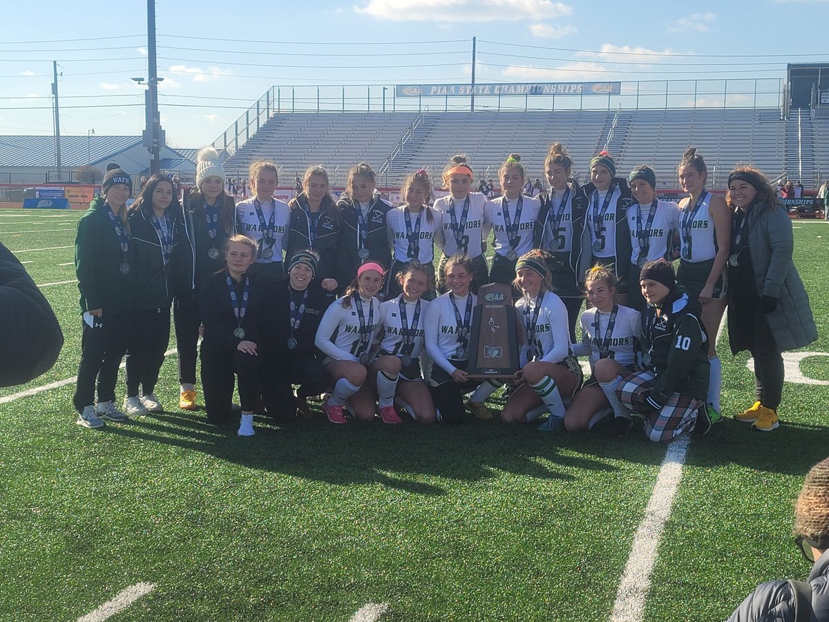 The <a href="/WyomingAreaAthl/">Wyoming Area Athletics</a> field hockey team poses with runner-up trophy