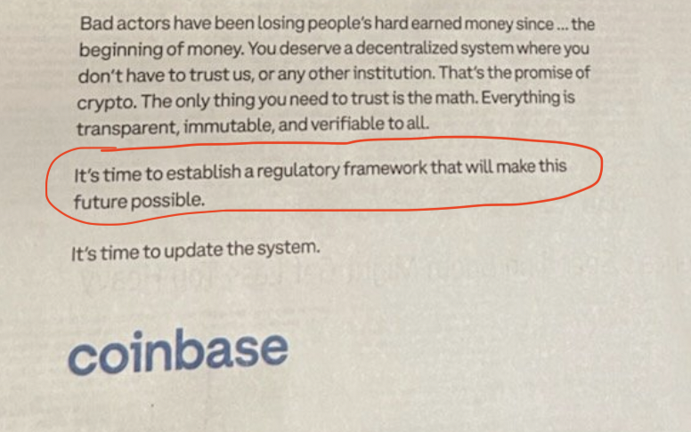 If we need a regulatory framework to make a decentralized, trust-less system possible, then it's not trust-less or decentralized.