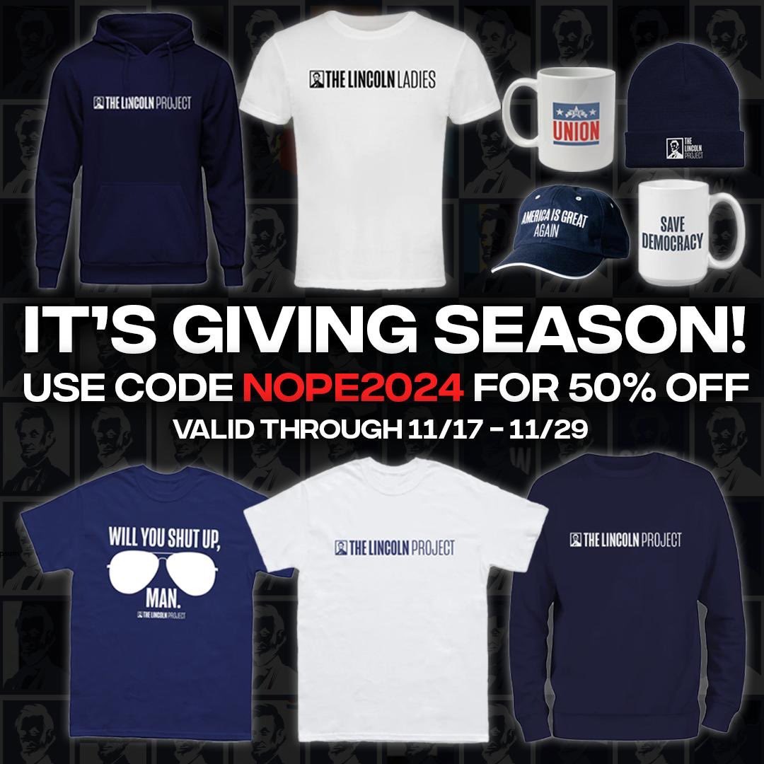 The Lincoln Project on Twitter "Save *bigly* on LP gear today by using