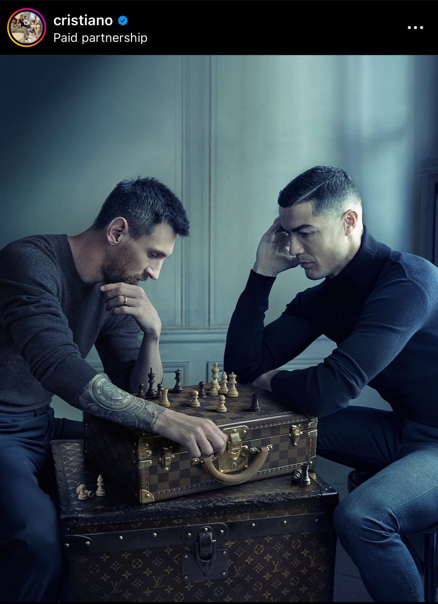 TotalFootball's tweet photo. Cristian Ronaldo and Lionel Messi latest post on Instagram ♟️🐐🐐 https://t.co/ii9fxJeOe1