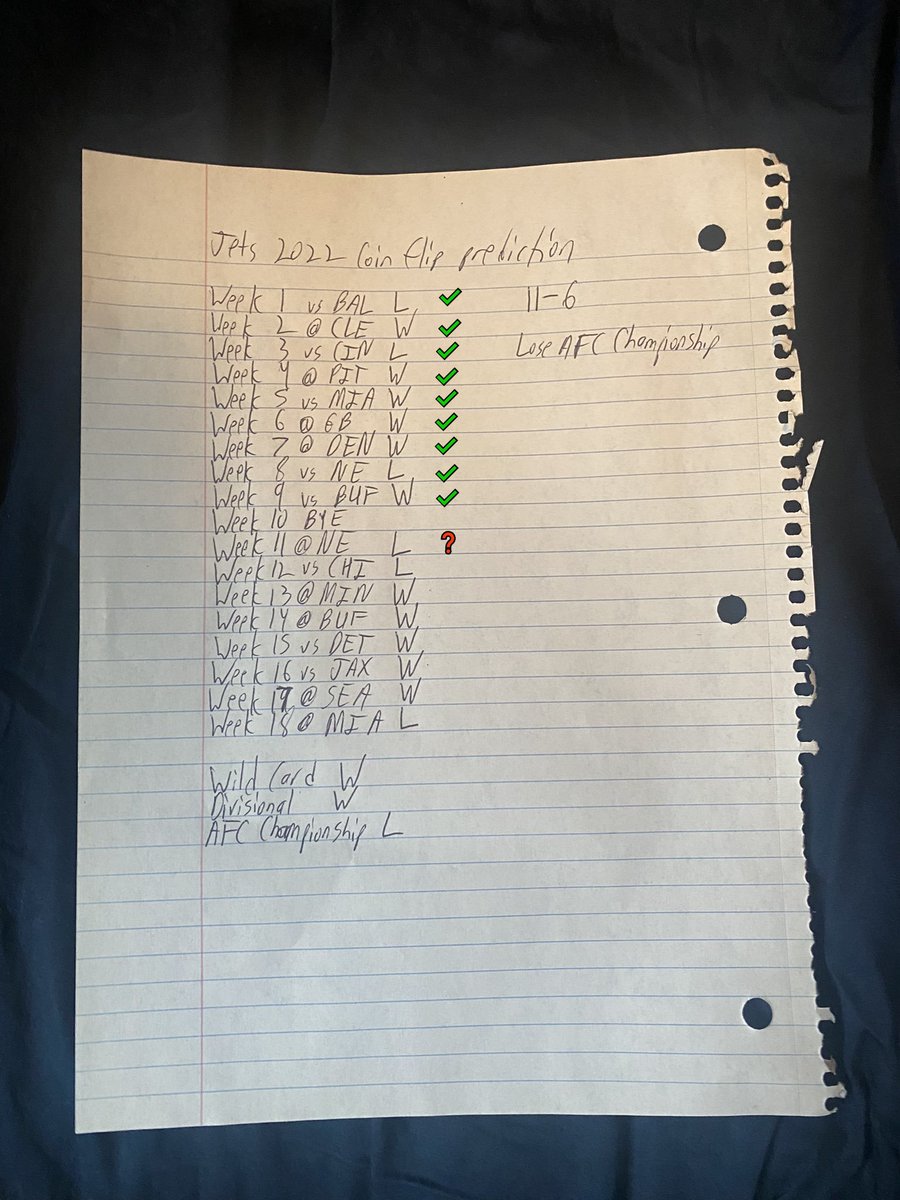 Rollbit on Twitter "In August a coin was flipped to predict the of every Jets game this