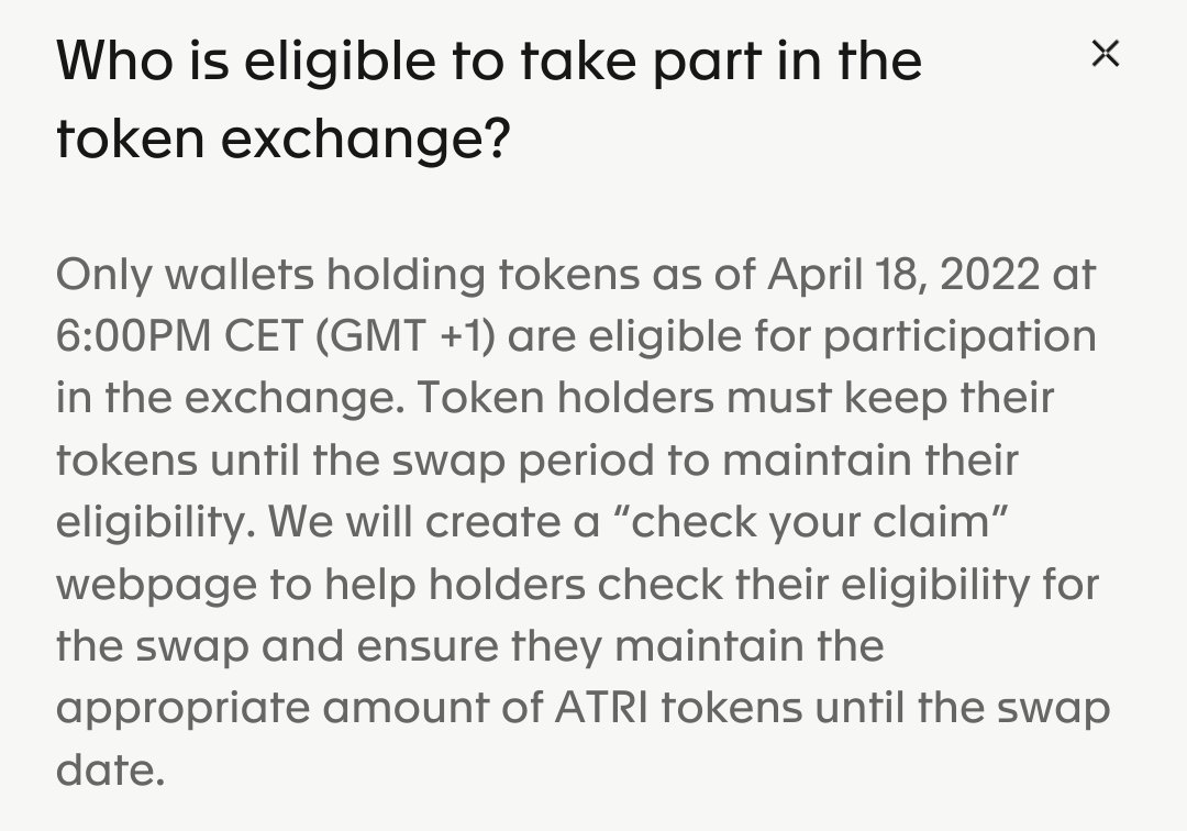 fields_93's tweet photo. @CryptoSnooper_ @AtariX They are allowing old $ATRI token holders to exchange it for a new token. 

Apparently no airdrop, unless they have extra bags or unclaimed tokens leftovers.

They ended the partnership with their old token issuer: https://t.co/BNL6nYSrrJ

Cheers! https://t.co/it1OFIAGc1