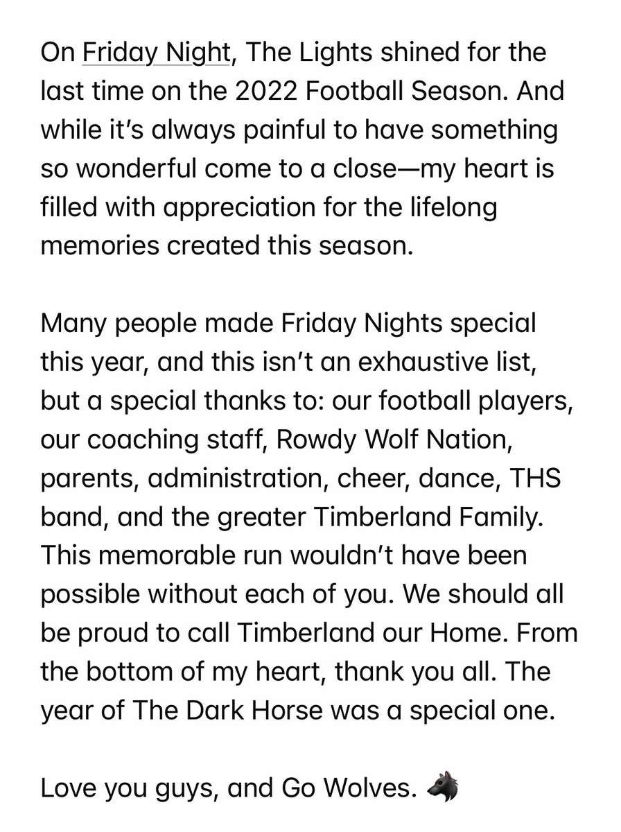 coachcolinhanna's tweet photo. A note to the Timberland Family. 🐺 #TDH https://t.co/tnNVTl5HIn