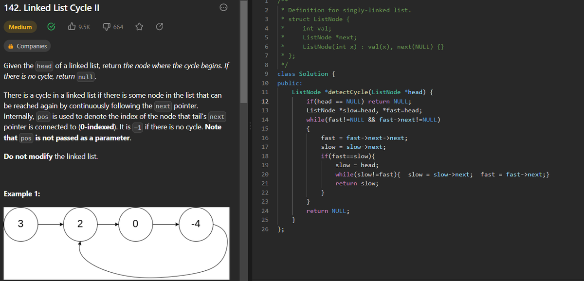 Kunjika_9's tweet photo. Day 39:
Problem: Linked List Cycle 2
Detecting the cycle as well as finding the node from where the cycle begins.
#60daysofgrowth #GirlsWhoCode #60daysofcoding https://t.co/CKWlMdeUr8