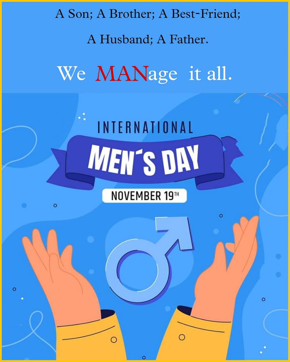 Do anyone care for men... If it is a yes... Let us feel the same... Retweet if you  really care for #MensDay19Nov 

@PMOIndia 
@Ambar_SIFF_MRA 
@elonmusk 
@LisaBritton