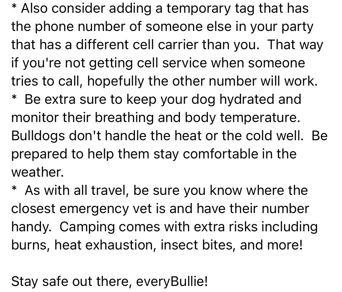 BulldogHavenNW's tweet photo. Today is National Camp Day! While we think November is way too cold for camping, it begs the question... Do you camp with your dogs?
We also can't let this opportunity go by without a safety tip or two.
Stay safe out there, everyBullie!
#nationalcampday #randomholidays https://t.co/S92MvUEYfO