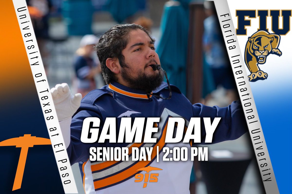 UTEPBands's tweet photo. IT’S GAME DAY, MINERS‼️ Join us for the last home game of the season, including a special presentation honoring our Seniors after halftime‼️ After four+ years, they’re still standing 😉 We can’t wait to see you there 😈🧡💙⛏️⬆️🤙🏽😎 #UTEPBands #SeniorNight #LastTimeBestTime https://t.co/u52scfqRIj