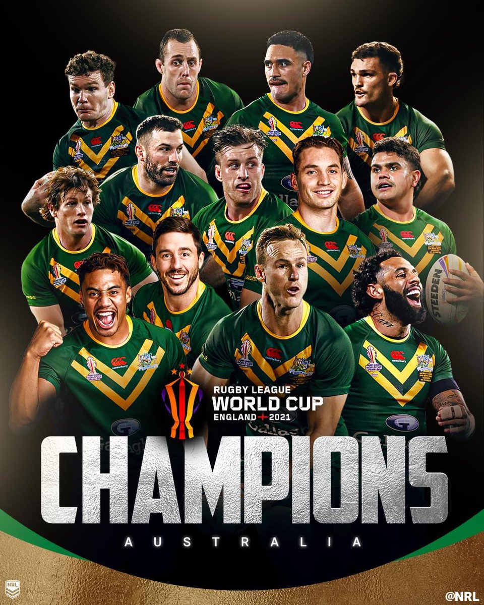 Reigning Champs!! <a href="/Kangaroos/">Australian Kangaroos</a> <a href="/RLSamoa/">Toa Samoa</a> @RLWC2021 @IntRL #3peat