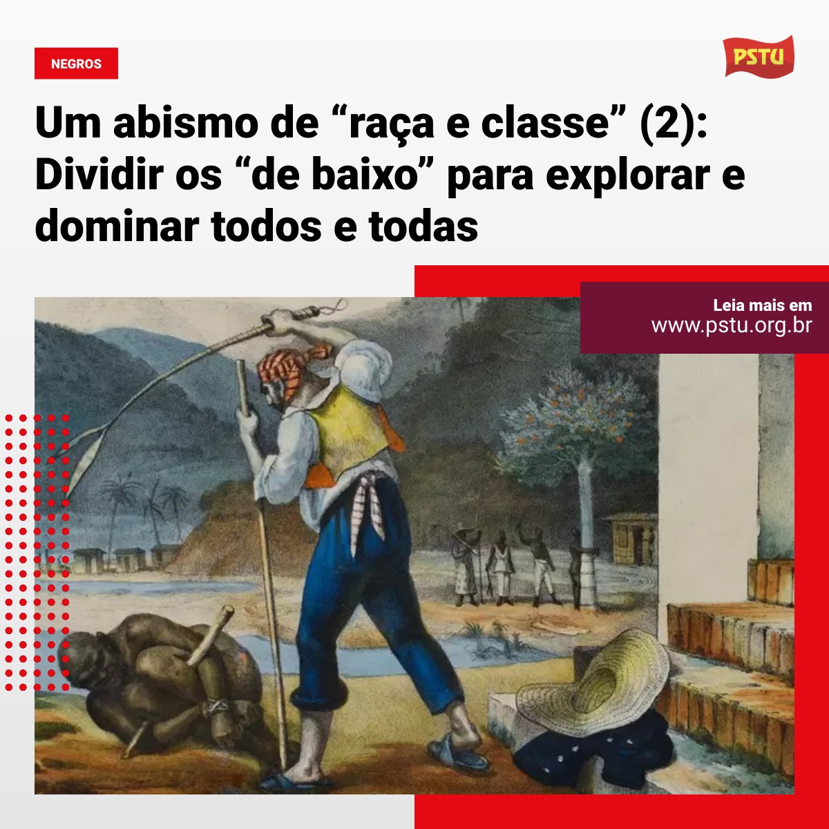 pstu's tweet photo. NOVEMBRO NEGRO | Neste sistema, ser não-branco é ser alguém, no mínimo, “menos humano”; alguém “inferior” em termos sociais, morais, culturais, intelectuais, políticos etc. Inclusive, no que se refere ao mais básico dos direitos: o de viver

📲Leia https://t.co/QobrOJDYpZ https://t.co/Xg4PyFZ44Y