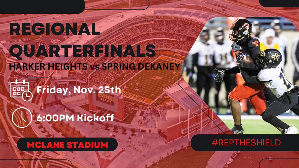 HHKnights_FB's tweet photo. Time to #reptheshield!  Knight Nation make plans to be a McLane Stadium.  We need your support.  Turkey and Football.
Get your tickets early!!
https://t.co/cFRFIkCeeX https://t.co/732r8zH904