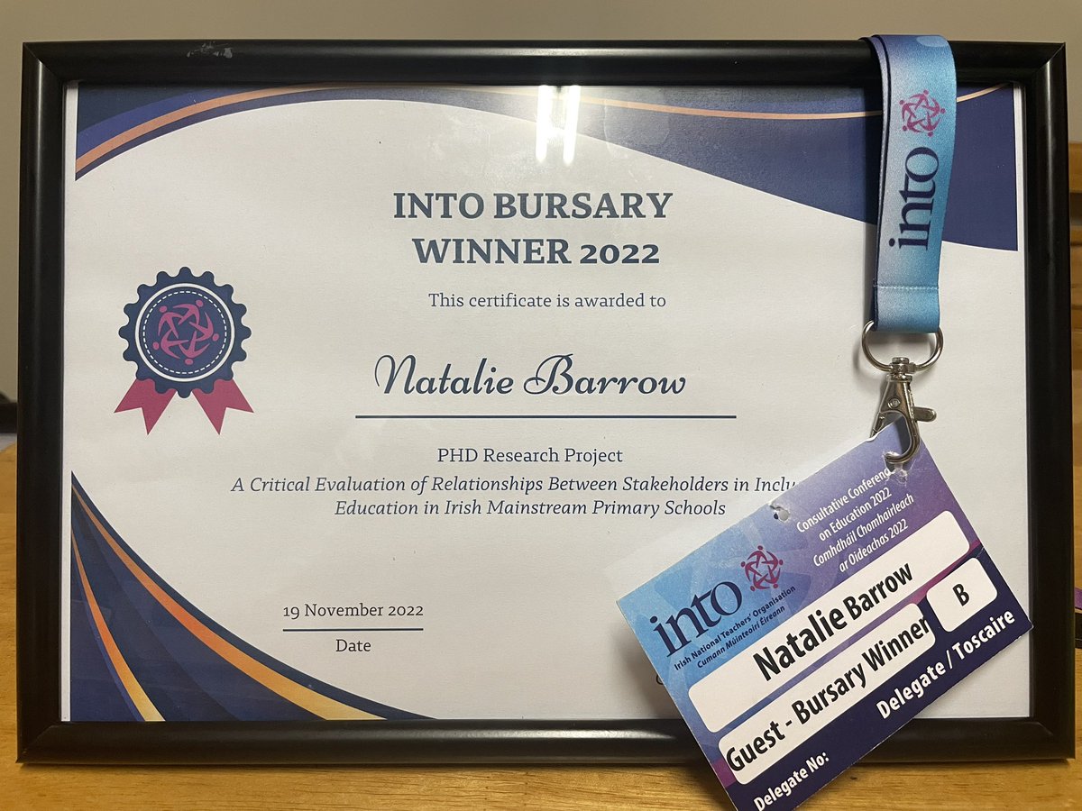 MuinteoirNat's tweet photo. When my two worlds collide-Delighted to have received an @INTOnews bursary today for my research with @CSLstudyUCD & @SchoolofEdUCD and equally delighted to be back mixing with fellow INTO delegates at #Edconf22 #edchatie https://t.co/fjMCg0QqUH