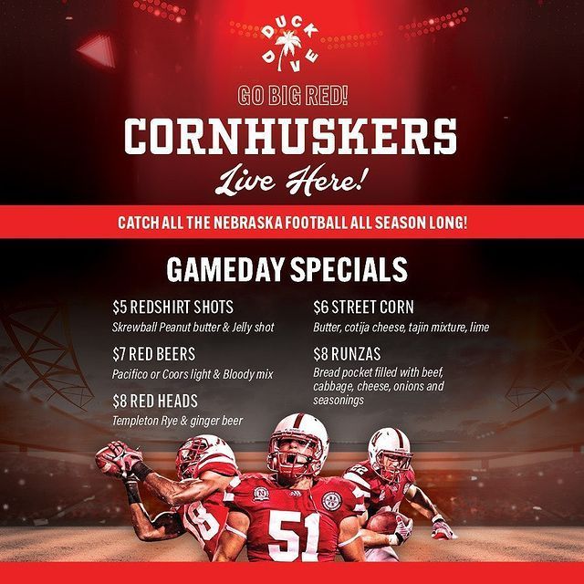 BIG RED Nation lives at The Duck Dive!! San Diego's Huskers bar with the hottest gameday specials in the city. 🔥 🔥