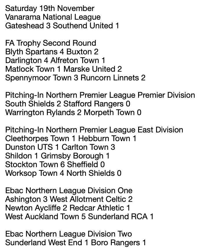 Mark Carruthers on Twitter "TAKE TWO! North East nonleague results