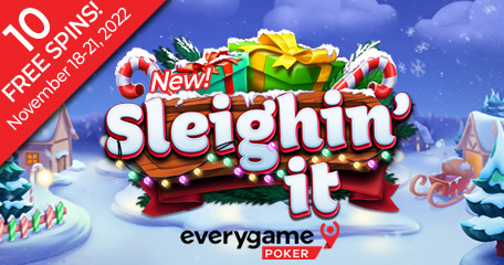 Everygame Poker Giving 10 Free Spins on New Sleighin’ It Christmas Slot Game