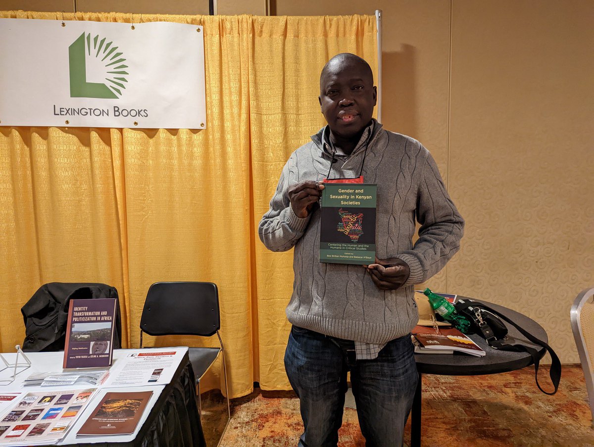 RLPublisher's tweet image. A booth visit at @ASANewsOnline annual meeting from series editor, Babacar M'Baye with his co-edited book, “Gender and Sexuality in Kenyan Societies: Centering the Human and the Humane in Critical Studies.”#ASA2022 #LexingtonBooks